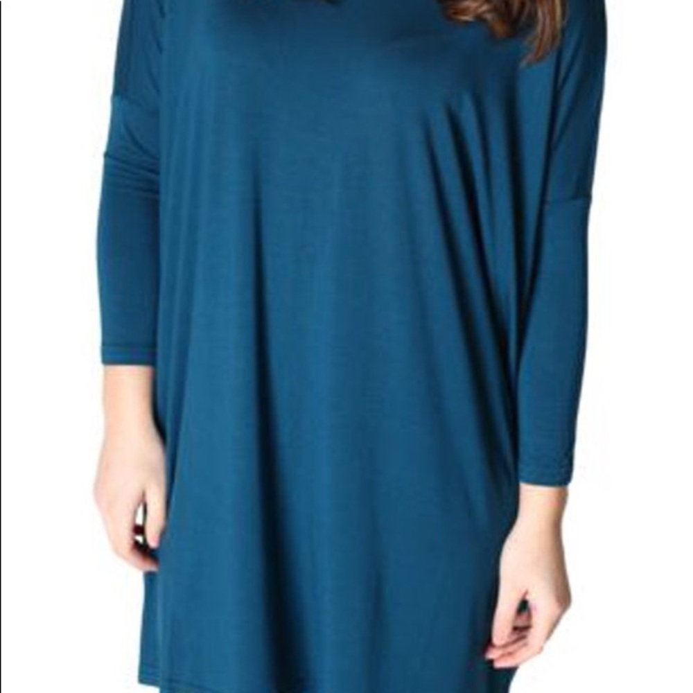 teal piko 3/4 sleeve dress